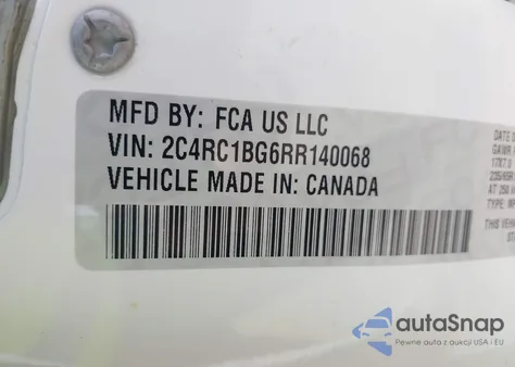 2024 Chrysler Pacifica Touring L z USA, uszkodzony, nr VIN 2C4RC1BG6RR140068